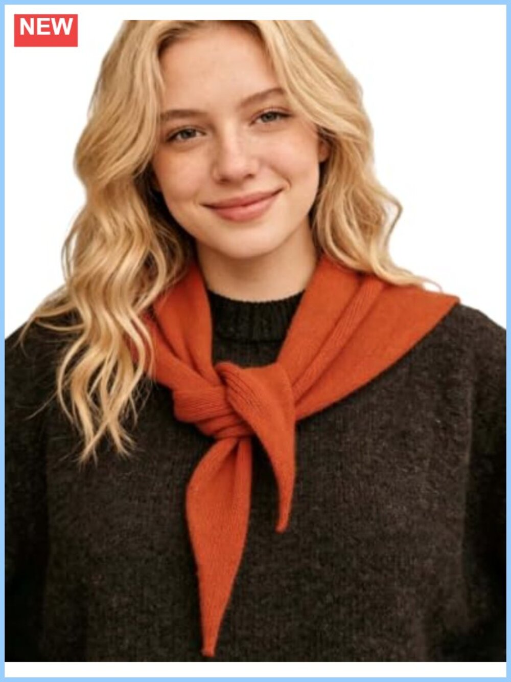 100% Wool Triangle Scarf Versatile Knit Wrap Neck Gaiter Shawl